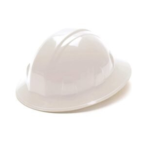 Pyramex Safety SL Series Full Brim Hard Hat, 4-Point Ratchet Suspension, White