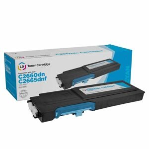 LD &cópia; O cartucho de toner ciano de alto rendimento compatível com Dell 488NH (TW3NN) inclui: 1 593-BBBT ciano para uso nas impressoras Dell Color Laser C2660dn e C2665dnf